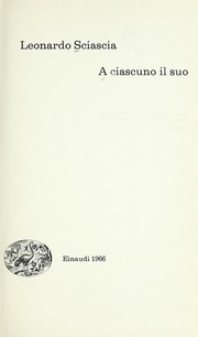 Cover of: A ciascuno il suo.