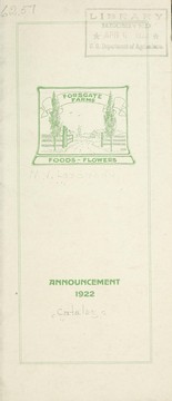 Cover of: Announcement 1922 by Forsgate Farms