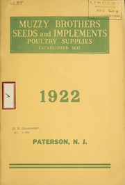Cover of: Seeds and implements, poultry supplies: 1922