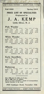 Cover of: Price list of specialties: fall 1922, spring 1923