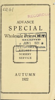 Cover of: Advance special wholesale price offers: autumn 1922