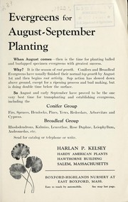 Cover of: Evergreens for August-September planting