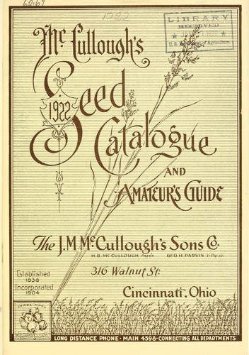 McCullough's 1922 seed catalogue and amateur's guide by J.M. McCullough's Sons Co