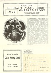 Cover of: Trade list of giant pansy seed | Charles Frost (Firm)