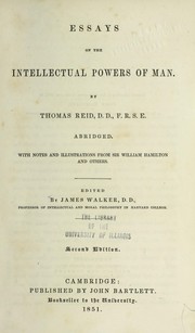 Cover of: Essays on the intellectual powers of man