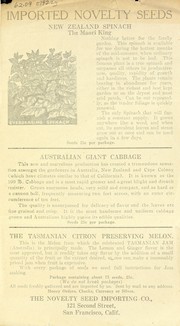 Cover of: Imported novelty seeds: New Zealand spinach, Maori king, Australian giant cabbage, the Tasmanian citron preserving melon