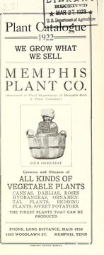 Cover of: Plant catalogue, 1922 by Memphis Plant Co