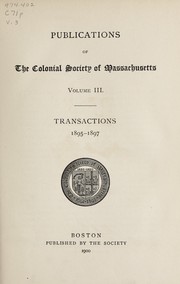 Transactions by Colonial Society of Massachusetts