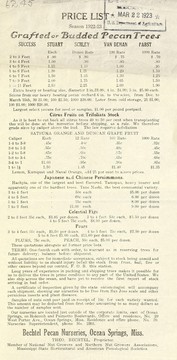 Cover of: Price list of grafted or budded pecan trees: season 1922-1923