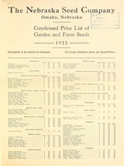 Cover of: Condensed price list of garden and farm seeds | Nebraska Seed Co