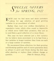 Cover of: Special offers [of varieties of roses] for spring 1922 by New Brunswick Nurseries