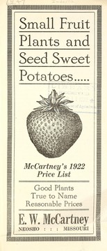 Cover of: Small fruit plants and seed sweet potatoes: McCartney's 1922 price list