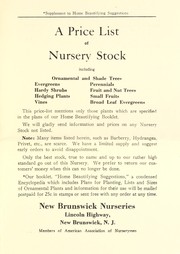 Cover of: A price list of nursery stock including ornamental and shade trees ...: supplement to "Home beautifying suggestions"