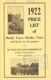 Cover of: 1922 price list of hardy trees, shrubs, vines and plants for all purposes