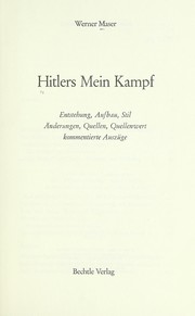 Cover of: Hitlers Mein Kampf. by Werner Maser