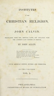 Cover of: Institutes of the Christian religion