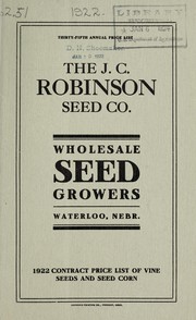 Cover of: Thirty-fifth annual price list: 1922 contract price list of vine seeds and seed corn