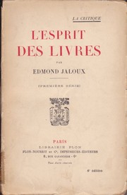 Cover of: L' Esprit des Livres by Jaloux, Edmond