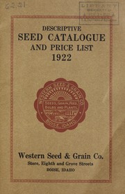 Cover of: Descriptive seed catalogue and price list: 1922
