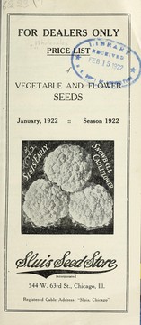 Cover of: Price list of vegetable and flower seeds: January, 1922, season 1922