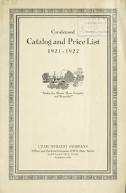 Cover of: Condensed catalog and price list: 1921-1922