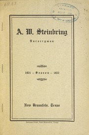 Cover of: Season 1921-1922 [catalog] by A. W. Steinbring (Firm)