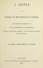 Cover of: A letter to the clergy of the Diocese of Exeter | Henry Lord Bishop of Exeter
