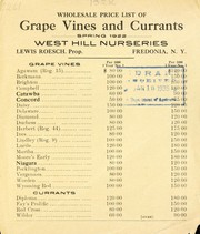 Cover of: Wholesale price list of grape vines and currants: spring 1922