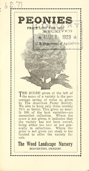 Cover of: Peonies: price list for 1922