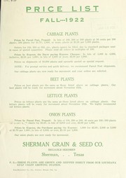 Cover of: Price list: fall 1922