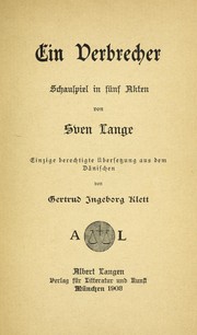 Cover of: Ein Verbrecher: Schauspiel in fu nf Akten