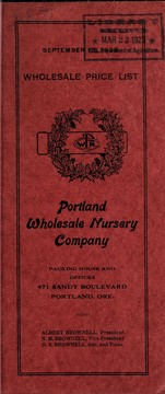 Wholesale price list by Portland Wholesale Nursery Company