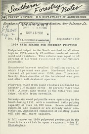 Cover of: Southern forestry notes: No. 129, September 1960