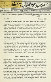 Cover of: Southern forestry notes: no. 125, January 1960