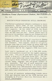 Cover of: Southern forestry notes: no. 122, July 1959