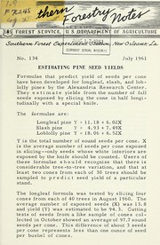 Cover of: Southern forestry notes: no. 134, July 1961