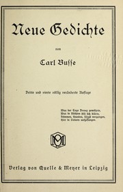 Neue Gedichte by Carl Busse