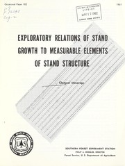 Cover of: Exploratory relations of stand growth to measurable elements of stand structure