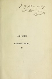 Cover of: An index of such English books printed before the year MDC as are now in the Archiepiscopal Library at Lambeth