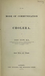 Cover of: On the mode of communication of cholera