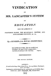 Cover of: A Vindication of Mr. Lancaster