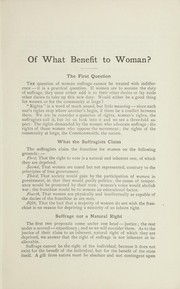 Of what benefit to woman?