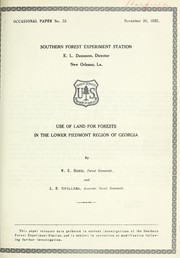 Cover of: Use of land for forests in the Lower Piedmont Region of Georgia