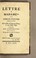 Cover of: Lettre a Madame *** sur l'emeute populaire excitée en la ville de Cuenca au Perou, le 29. d'août 1739