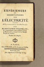 Cover of: Expériences et observations sur l'électricité by Benjamin Franklin
