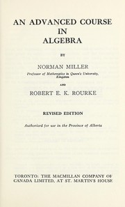 Cover of: An advanced course in algebra