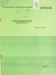 Cover of: A comparison of college major and rate of advancement in the Soil Conservation Service by George W. Mayeske