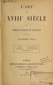 Cover of: L'art du XVIIIme siècle