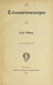 Cover of: Lebenserinnerungen by Carl Schurz