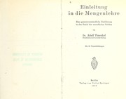 Cover of: Einleitung in die Mengenlehre by Fraenkel, Abraham Adolf, Fraenkel, Abraham Adolf